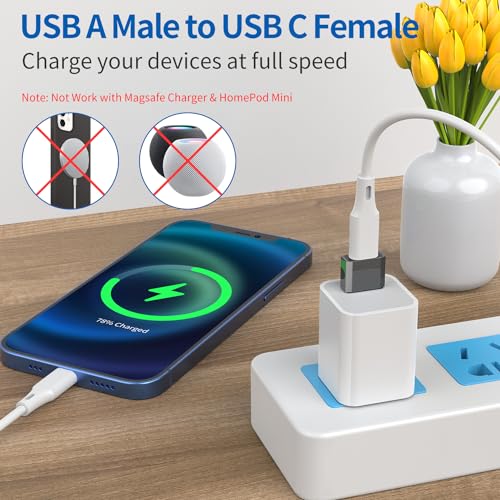 QianLink USB C to USB Male Adapter 4 Pack, Aluminum Alloy, 25 Watts, Type A Connector