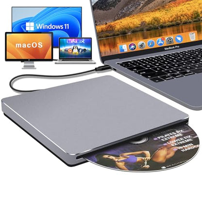 NOLYTH External DVD Drive CT20230403 USB 3.0 Type-C Aluminum Slim Portable