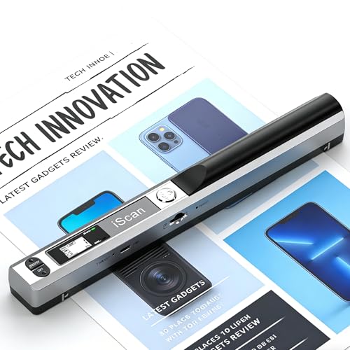 Generic Portable Document Scanner for Photos and Receipts, 900 dpi, USB Connection, Dimensions: 10.04"D x 1.1"W x 0.98"H