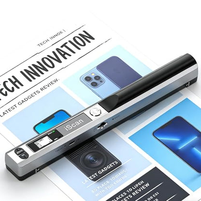 Generic Portable Document Scanner for Photos and Receipts, 900 dpi, USB Connection, Dimensions: 10.04"D x 1.1"W x 0.98"H