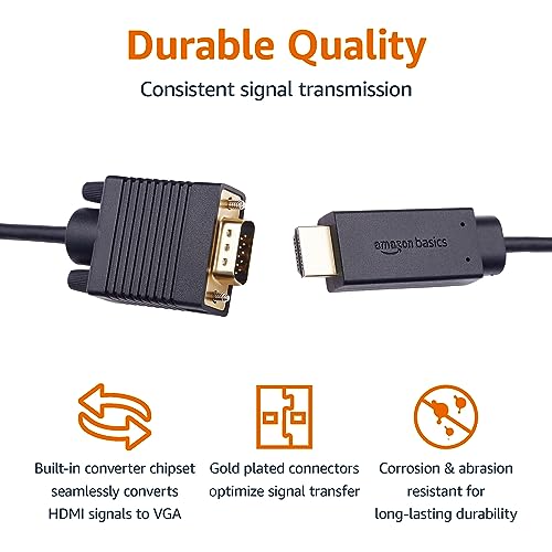 Amazon Basics 6FT HDMI to VGA Male Cable, 1080P, 60Hz, Black