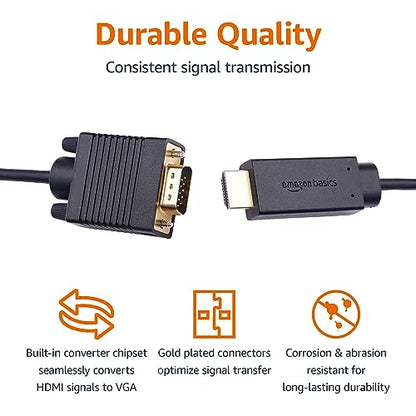 Amazon Basics 6FT HDMI to VGA Male Cable, 1080P, 60Hz, Black