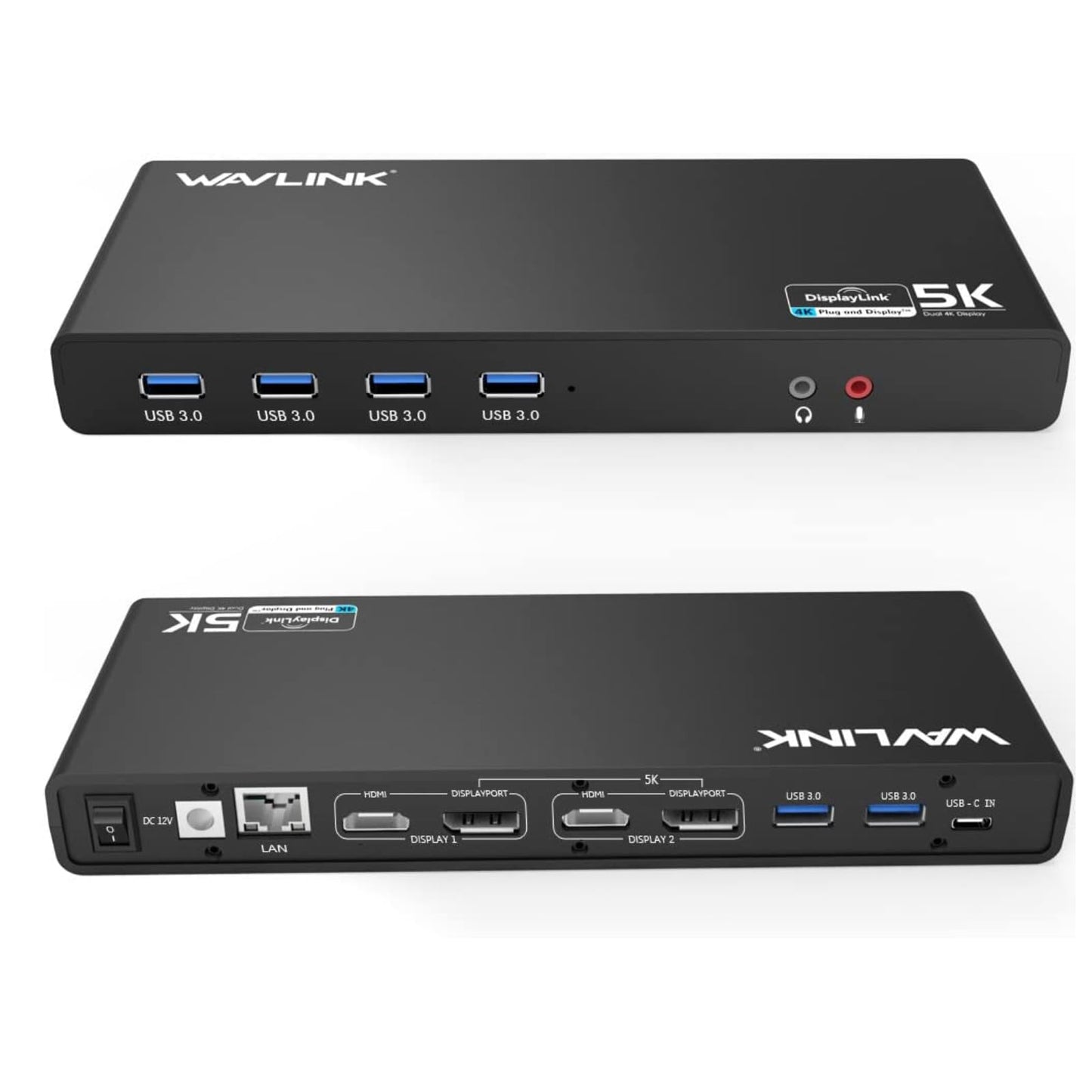 WAVLINK 8.9" x 3.34" x 1.1" USB 3.0 & USB C Docking Station WLAMJP2C-UG69DK1-A