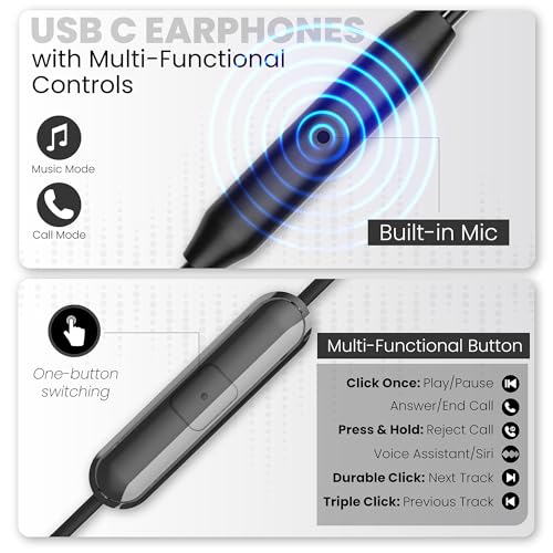 Philips SHS33305 Wired Earbuds USB-C Plug 15mm Dynamic Driver 100dB Sensitivity On-Ear