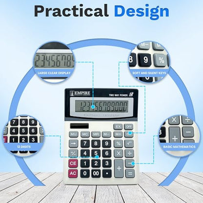 EMPIRE TRADING & COMMERCE Desk Calculator 7.28" x 5.71" 2 Inches LCD 1 AA Battery Basic Calculator