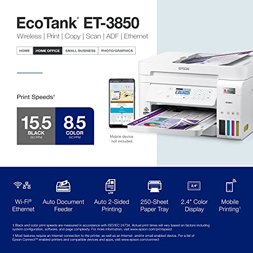 Epson EcoTank ET-3850 4800 x 1200 Inkjet Ink Tank Printer