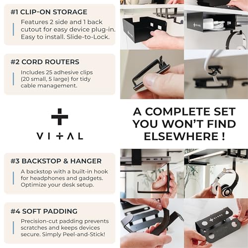 VI+AL 6x2x2 Carbon Steel Under Desk Laptop Mount - Mat Black - B0CK1H6M9M