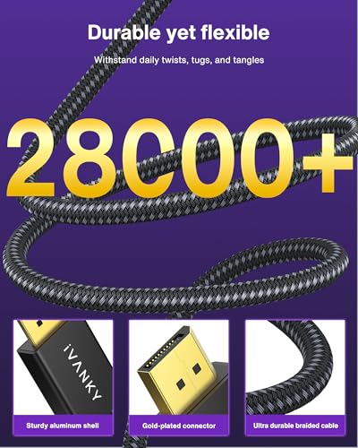 IVANKY 6.6ft VBC31 8K DisplayPort 1.4 Cable 32.4Gbps 144Hz Male-to-Male