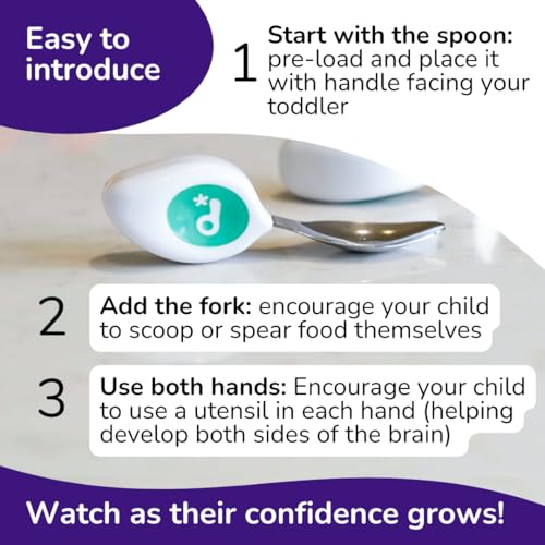 doddl 2 Pieces DOD004 Utensil Set for Toddler Self-Feeding - Stainless Steel