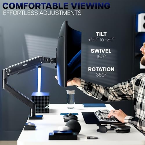 VIVO 49 Inch Heavy Duty Aluminum Ultrawide Monitor Arm, Maximum Load 44 lbs, Black, STAND-V101V