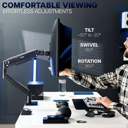 VIVO 49 Inch Heavy Duty Aluminum Ultrawide Monitor Arm, Maximum Load 44 lbs, Black, STAND-V101V