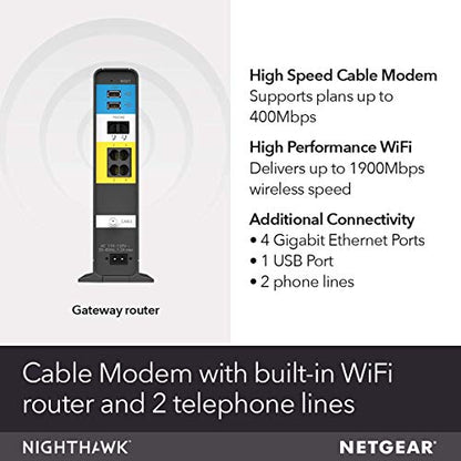 NETGEAR C7100V-1AZNAS AC1900 Dual-Band Cable Modem Router 1.9Gbps 802.11ac Internal
