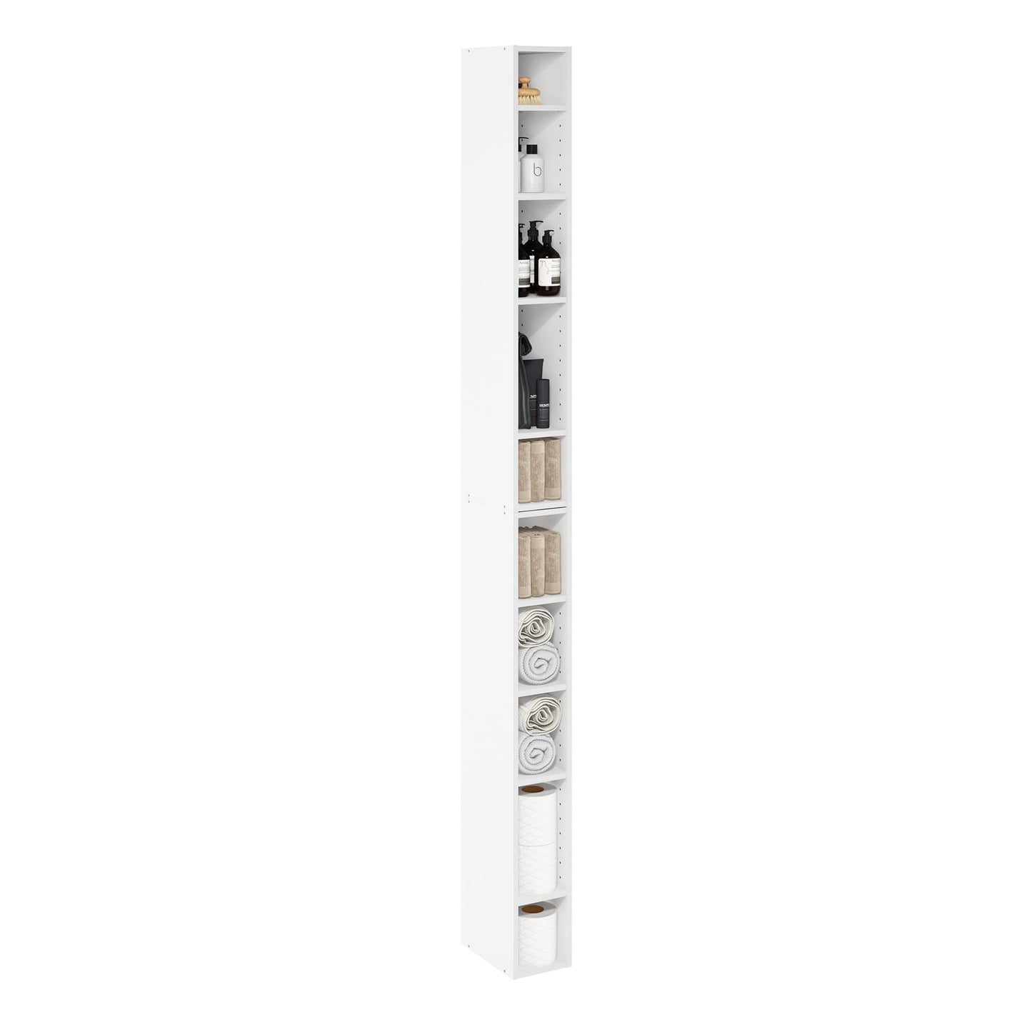 Furinno FULDA 10-Tier Shelf Bookcase 24384WH 5.91" Width 9.25" Depth 78.74" Height Rectangular
