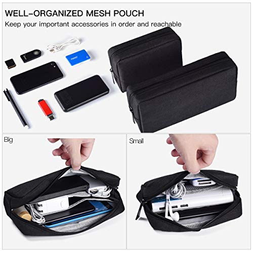 imComor Small & Large Portable Accessories Organizer Case, Black, 2 Count