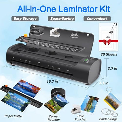 Elysine 13 Inch Laminating Machine Model B0GN9C8VSC 450mm/min 2 Rollers Black Laminating Machine
