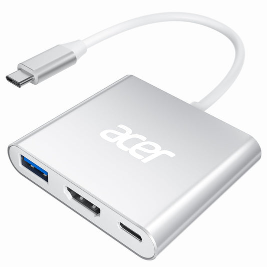 Acer ODK3A0 USB C Hub 4K @30Hz HD Multiport Adapter Silver