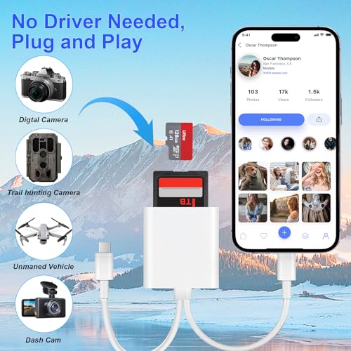 Denlane SD Card Reader 2 Ports USB Type C Lightning Compatible Devices