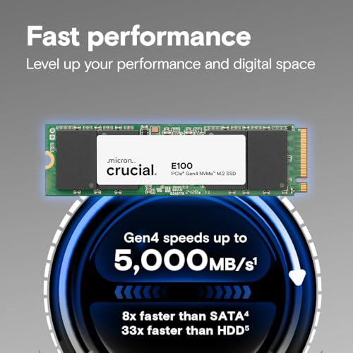 Crucial 1TB CT1000E100SSD8 NVMe M.2 PCIe 4.0 Internal SSD