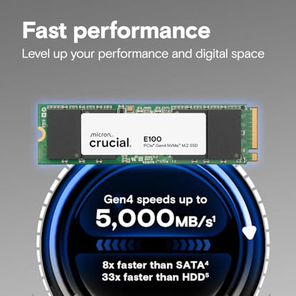 Crucial 1TB CT1000E100SSD8 NVMe M.2 PCIe 4.0 Internal SSD