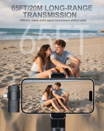 PQRQP 3-in-1 Professional Wireless Lavalier Microphone GT16 Wireless USB-C/3.5mm Jack/Li