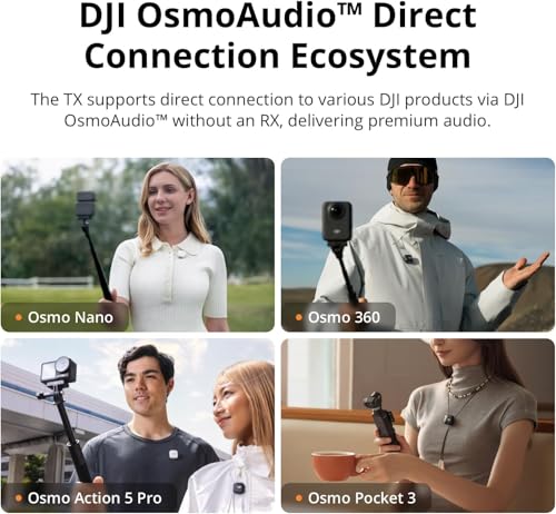 DJI 2 Transmitters 1 Receiver DMMT01 Wireless Microphone System Mini Lavalier Omnidirectional