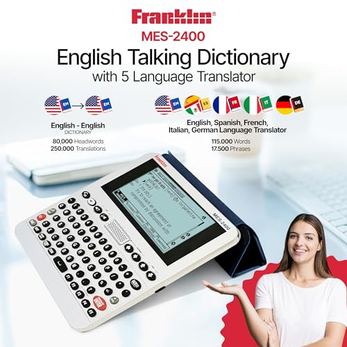 Franklin 6.73 x 6.46 x 1.14 inches MES-2400 Digital Talking Dictionary Multi-Language Translator