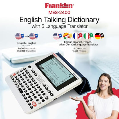 Franklin 6.73 x 6.46 x 1.14 inches MES-2400 Digital Talking Dictionary Multi-Language Translator
