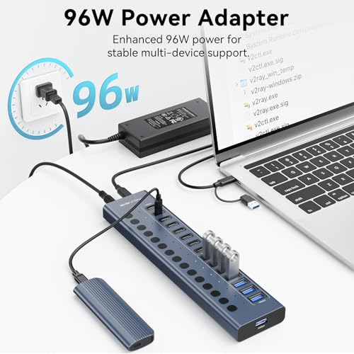 ACASIS 16-Port USB 3.2 Hub, 8 USB-A & 8 USB-C, 10Gbps, Aluminum, Compatible with Windows & Mac