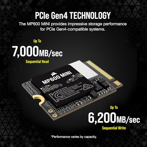 Corsair 2TB CSSD-F2000GBMP600MNR2 M.2 2230 NVMe SSD – 7000MB/s Read – 6200MB/s Write – Solid State Drive – Black
