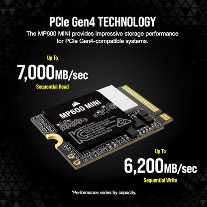 Corsair 2TB CSSD-F2000GBMP600MNR2 M.2 2230 NVMe SSD – 7000MB/s Read – 6200MB/s Write – Solid State Drive – Black