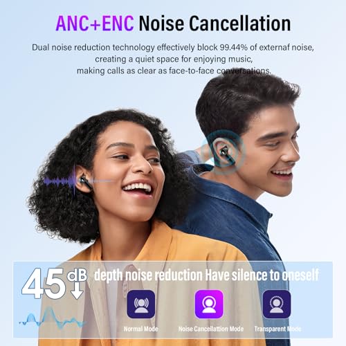 Thunelec U9 Wireless Earbuds Bluetooth 5.4 Touch Control with Noise Cancellation