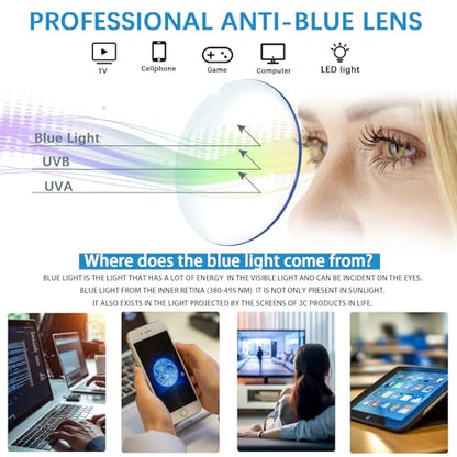 VIDEBLA 5 Count Reading Glasses 54mm Lens Width Polycarbonate Adjustable Full Rim Floral Rectangular