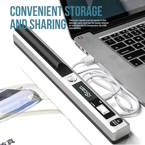 Generic Portable Document Scanner for Photos and Receipts, 900 dpi, USB Connection, Dimensions: 10.04"D x 1.1"W x 0.98"H