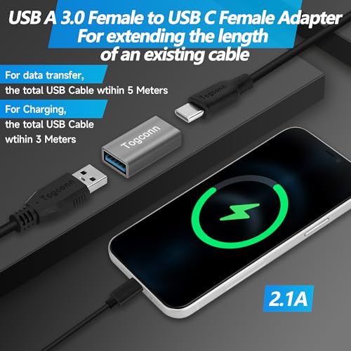 Togconn USB to USB C Adapter 2 Pack TOG-USB3.0-AFCF-2PK