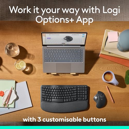 Logitech ERGO M575S Wireless Optical Mouse, Bluetooth and USB Connectivity, Right-Handed Orientation, 10m Range, 2 Buttons, 1 Nonstandard Battery, Black + Silver