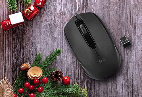 Rii Wireless Optical Mouse RM100 1000 DPI Battery Powered USB RF Connectivity Black