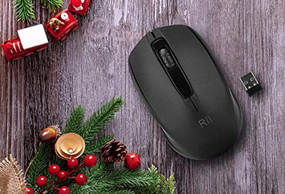 Rii Wireless Optical Mouse RM100 1000 DPI Battery Powered USB RF Connectivity Black