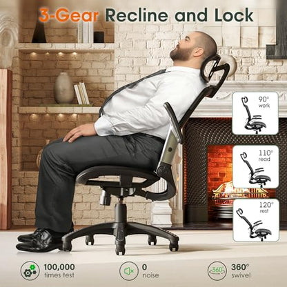 GABRYLLY 22D x 25.2W x 45.3H PF-01 Indoor Ergonomic Mesh Office Chair