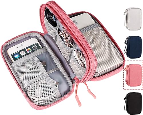 CAOODKDK Large DZ / 1 - Double Layer Canvas Electronic Organizer 1149.5ml 2 Compartments Solid Pink