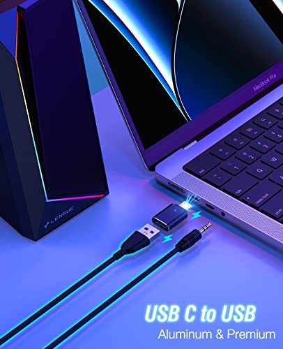 LENRUE 1059 Compact Computer Speakers, Stereo Output, USB/USB-C Powered, Touch Control, 10W Power