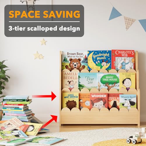 SpaceAid 3-Tier Wooden Bookshelf 62MTSJ-01K-3N Floor Mount Natural Finish
