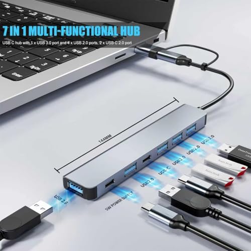 PANPEO 7-Port USB Hub USB 3.0 and USB 2.0 Compatibility