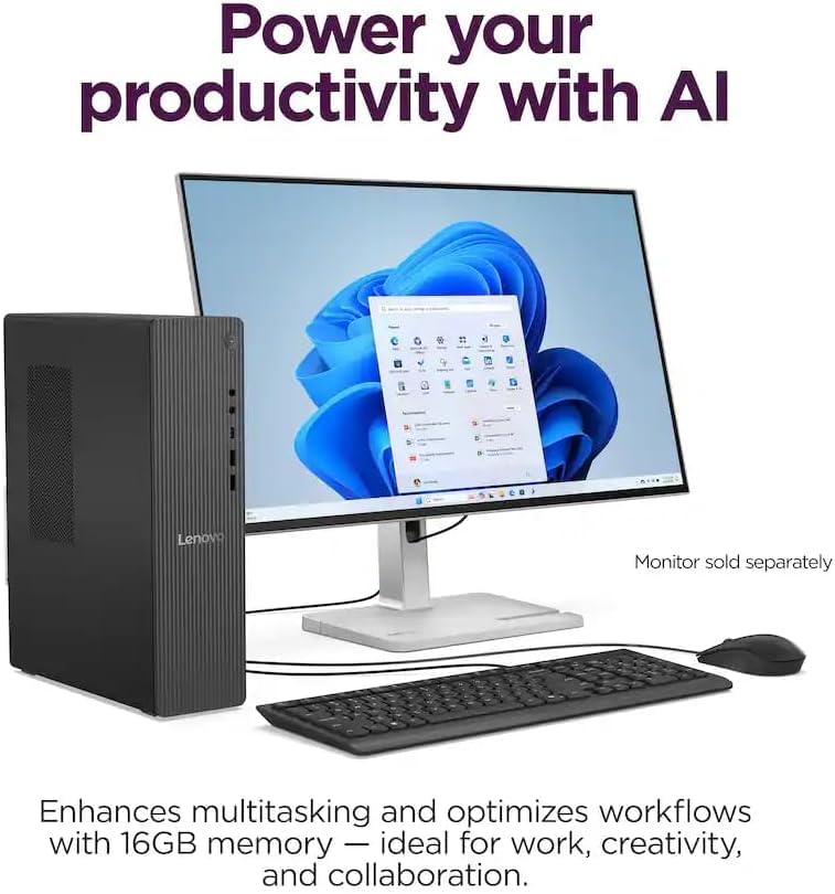 Lenovo 22.1x16x10.8 inches Desktop PC | Intel Core i3-14100T | 16GB DDR5 | 756GB Storage | Windows 11 Pro | PCIe SSD