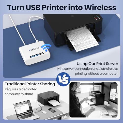 Xiiaozet Wireless Print Server 3.94 x 2.76 x 1.18 inches 8.5 ounces USBポート1つ