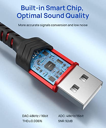 JSAUX USB-A to 3.5mm Jack Audio Adapter TRRS 4-Pole External Stereo Sound Card