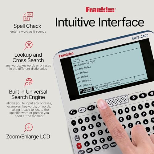 Franklin 6.73 x 6.46 x 1.14 inches MES-2400 Digital Talking Dictionary Multi-Language Translator