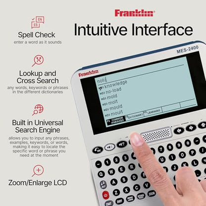 Franklin 6.73 x 6.46 x 1.14 inches MES-2400 Digital Talking Dictionary Multi-Language Translator
