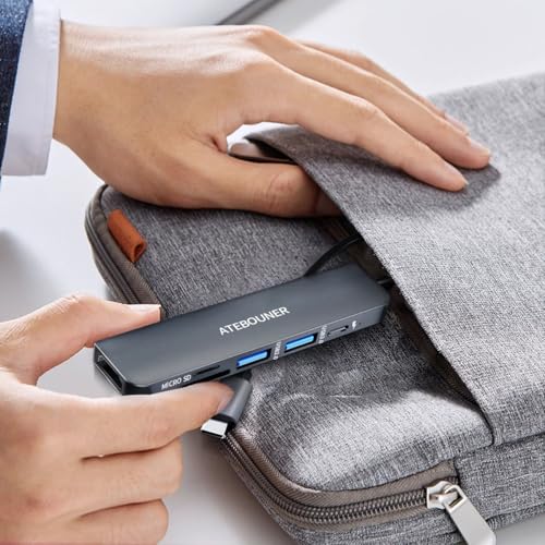 ATEBOUNER USB-C Multiport Hub Adapter 6 Ports 5Gbps Data Transfer