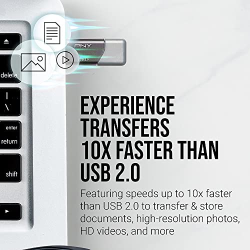 PNY 128GB Turbo Attaché 3 USB 3.0 Flash Drive Silver Model: P-FD128X2TBOP-MP