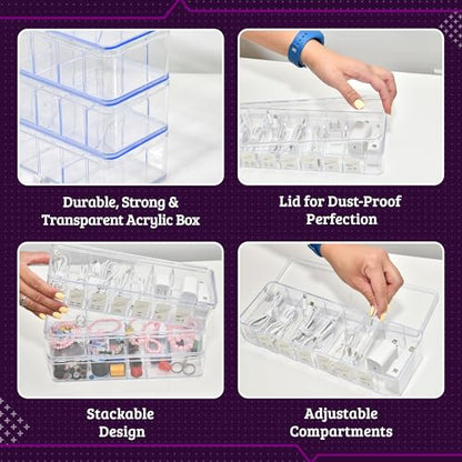 CHRABI 10.75"L x 3.75"W x 2.38"H Model COB23 Cable Organizer Box Set with 3 Units and 8 Compartments